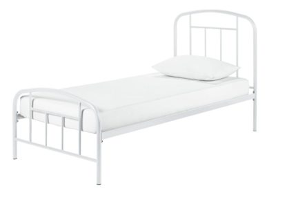 e8c46ad3987b616dfe1609b6f65678aef6aee11d3cba6011904d6bc0a42691f5.jpg An Image of Habitat Pippa Single Metal Bed Frame - Off White