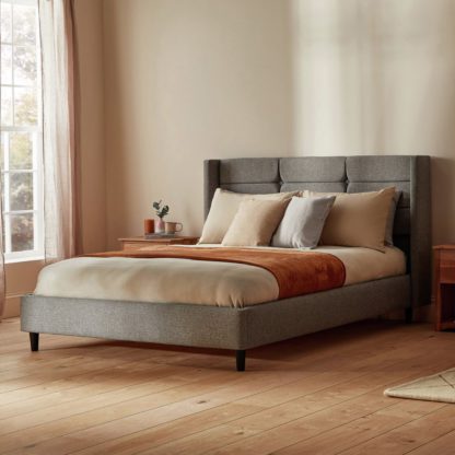 fbaf5ec0f047d7da85638460a359b8a8d6b59ac905f34d9816ddbe00f25b78a8.jpg An Image of Silentnight Lilith Double Fabric Bed Frame - Pebble