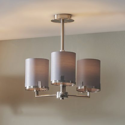 60c592a55a63374ea6943c2475e87a5936225de9b3da75090914face941401de.jpg An Image of Midland Effect 3 Arm Pendant, Brushed Nickel Nickel