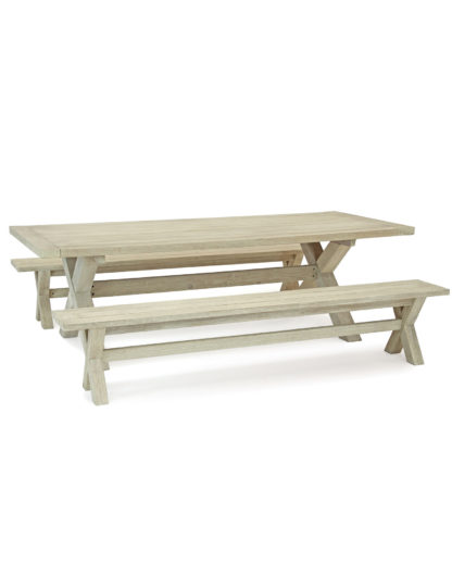 772b0668ce3cf3de54b8c3de3caacf797ec3867f19638720acbc254673e9f82f.jpg An Image of Kettler Cora Garden Dining Table with Benches