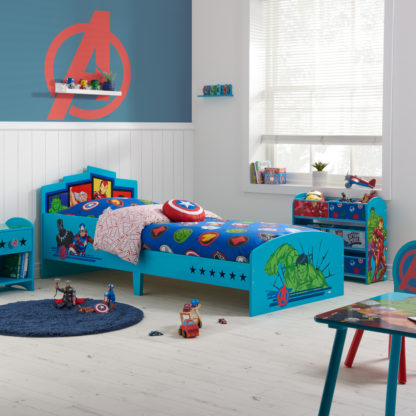 2042918d04c047000cd64c0b92de70c045df2cae1e8c26e1e3813109e4b4722a.jpg An Image of Disney - Avengers - Single - Kids Bed - Blue - Wooden - 3ft
