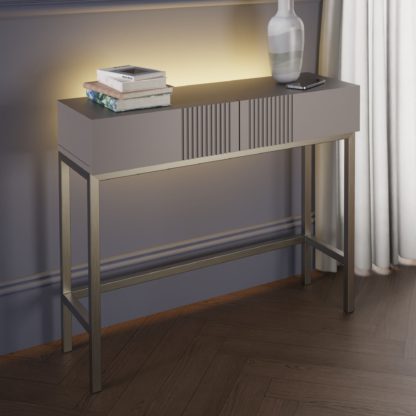 2052f8ea5b5bd917157ff0c8c63a1433806eeff7b1b4867c60813f439efa6360.jpg An Image of Iona Smart Console Table Grey