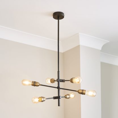 3a8a22f663e3ec885176c06eca838f2050ca125a99bd276bfe1ff4495e29a3d8.jpg An Image of Marsden Industrial 6 Light Suspended Ceiling Fitting Black