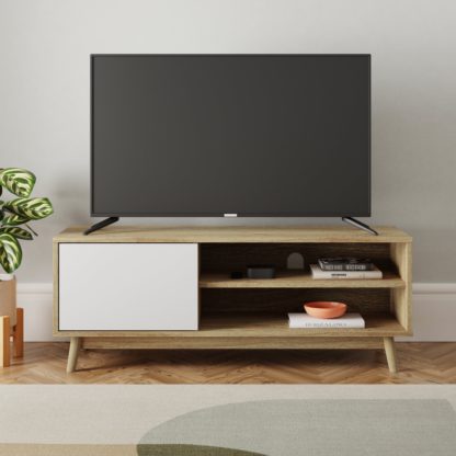 5f798dc120a42154a285afcdb96637bb9c69aeda8679cd510daf933b1b17f528.jpg An Image of Freja TV Unit, Light Oak Oak