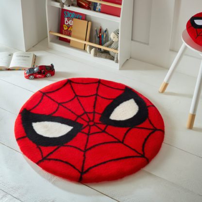 81d003c78551589caa328ed7fa526c2f6c4baffa4c712ac7f961e67e6ef3dfde.jpg An Image of Marvel Spiderman Supersoft Kids Circle Rug Red