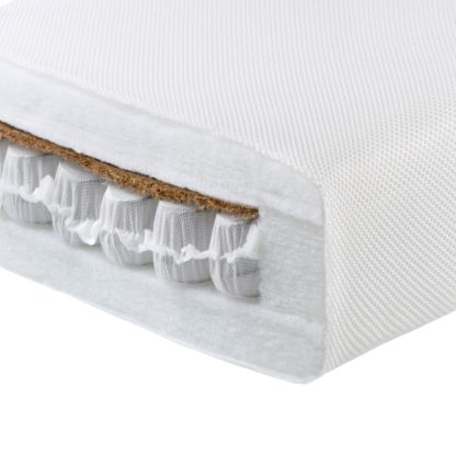 89a9b605bd01176913ca514a5e217d8012a8943cdb42b600e566de6984c0a3b5.jpg An Image of Babymore Premium Core Cot Mattress White