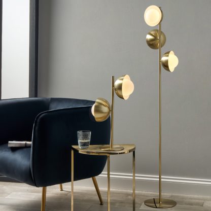 cb698d0854aac10c949e0adbba827ff95642a4bf6d4f0c459ae0046e5d031475.jpg An Image of Estelle Brushed Brass Floor Lamp Gold