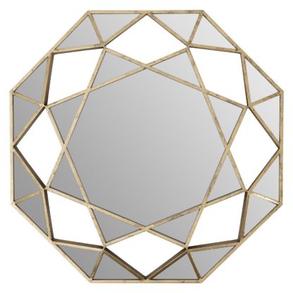 Copyright Premier Housewares All Rights Reserved An Image of Marcia Faceted Octagonal Wall Mirror - Gold - 81cm