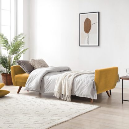 d24a8676bb196dd68fb3f632997eecac3f033b2148778ccbdb2db0e469cc84b4.jpg An Image of Bobby Velvet 3 Seater Sofa Bed Velvet Old Gold