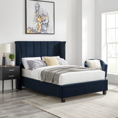 e5700e5f17a94906f3f7e989a1a83c665a91b84770bb42ae03631c806bf94a17.jpg An Image of Polaris Velvet Bed Navy Velvet