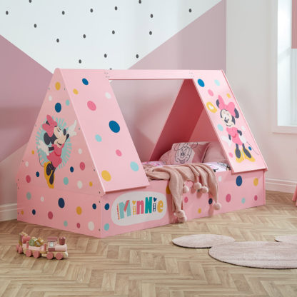 fb91de4660ec1f68a88cb636c8b8057f130d160accee6885091e8b40bea30156.jpg An Image of Disney - Minnie Mouse - Single - Kids Tent Bed - Pink - Wooden - 3ft