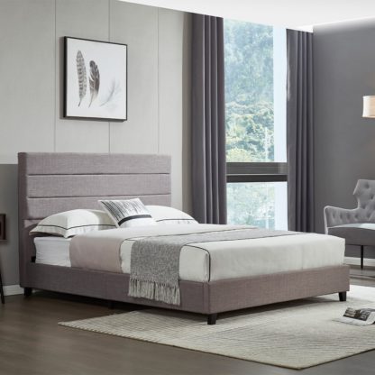 564c3dfe6b065d71cceafcb244cb814118fd90983b68386d231f5b9193e4d045-1.jpg An Image of Lucas - Double - Low Foot-End Bed - Grey - Fabric - 4ft6