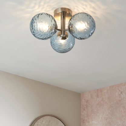 5ddc02881cdbf3061596de9d48b16b6e8a9577403a72af9b0e1a4e24b3c54246.jpg An Image of Aqua Bathroom 3 Light Semi Flush Ceiling Fitting Aqua (Blue)