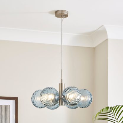 6305f9c517913b0c2c41411a44f0a013009ab59127584ec1d41e8ff1b76d7b6c.jpg An Image of Aqua 6 Light Pendant Ceiling Fitting Aqua (Blue)