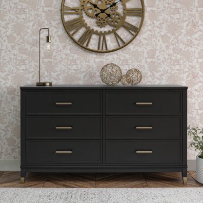 6911b4035efe12e9dc6ceaf5fd7e0e8e416c0c74ab48850f139816b4ccfc4a85.jpg An Image of Cosmo Westerleigh 6 Drawer Chest Black