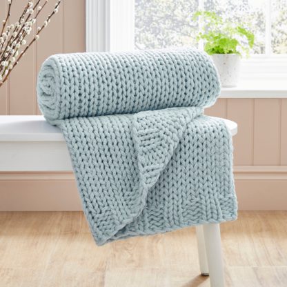 694b90746d30e63317a2702262f3964f0b41f9e075c9670af0e36684131be80b.jpg An Image of Chunky Knit Recycled Throw 130cm x 170cm Black