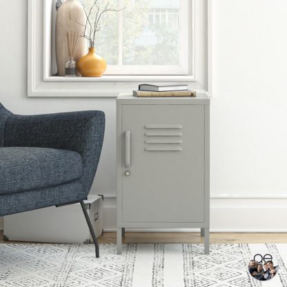7aca9a2c7716689b55f51acc972d036f99fda92e095540a9df0e299f06332690.jpg An Image of Queer Eye Bradford Metal Locker End Table Taupe