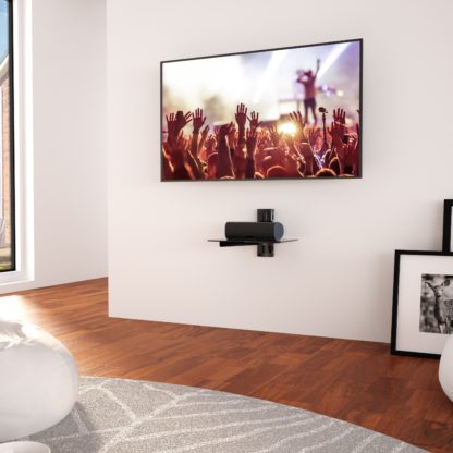 9a39f24c3e86282adf21055f99dde30deb33ee24a28fa83189812834e3fc8705.jpg An Image of AVF Single Glass AV Shelf Black