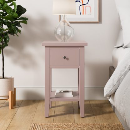 a3f8cef6716e6e9df7a5e92657b73f516cee71efe749d4d7a1919c9ecac9358e.jpg An Image of Lynton Compact Bedside Table, Pink Pink