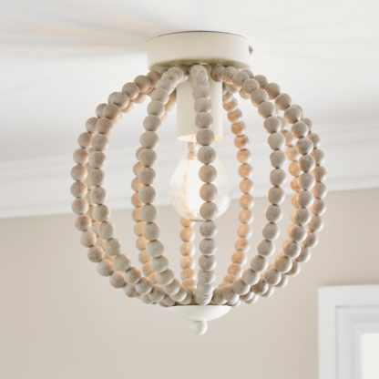 cd5bc5ab8245f9fc3390a6229728600e1bf4a1f0e17644563a09614317a58840.jpg An Image of Clarice Beaded 1 Light Flush Ceiling Fitting White