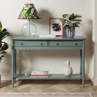 d1bd2caeefc0de6b36681146040fd1b816cf563ef78534a9157bf1769b7f4307.jpg An Image of Remi Console Table, Lilypad Green Lilypad