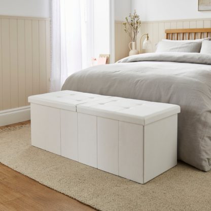 d4c6397b098ed54563365e2f7a302bf58bb5382f97d4f1acc740f684a5f13c04.jpg An Image of Faux Linen Bed End Ottoman Grey