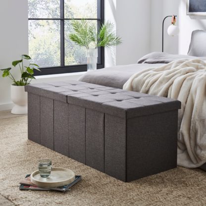 d67d506e0a6e49beae9471f6e99474a5e6b79d2126e291ba2610d66a4a501dcd.jpg An Image of Faux Linen Bed End Ottoman Grey