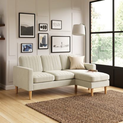 dd4a7b63536bf96dc99c767e4facd70ceb4b3c3a9a8b2d09f1a0cf83e6dfbaf9.jpg An Image of Jacob Pleated Cosy Chenille Compact Corner Chaise Jacob Chenille Ivory