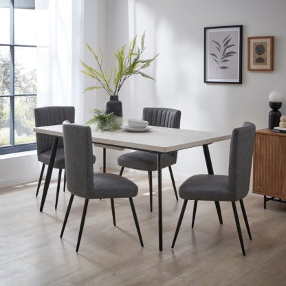 e0f601b6a4bb9fee308d4f991884ca17fc72979b5017e302fee9b937d473afb5.jpg An Image of Zuri Rectangle Extending Dining Table, 150cm to 180cm Concrete Effect Grey