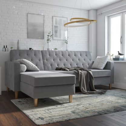 f8bd28924713460c1c3b94808b1f818574d1593035927af0a5100dc867818196.jpg An Image of Cosmo Liberty Chenille Futon Grey