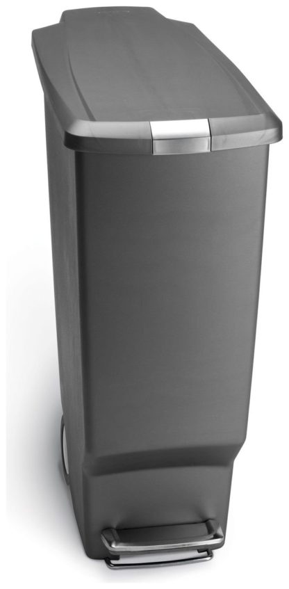 5070b96f0358ab0dcde599296a26ea50c4d4a6197465713086f8fd1fb988d16e.jpg An Image of simplehuman 40 Litre Plastic Slim Pedal Bin - Grey