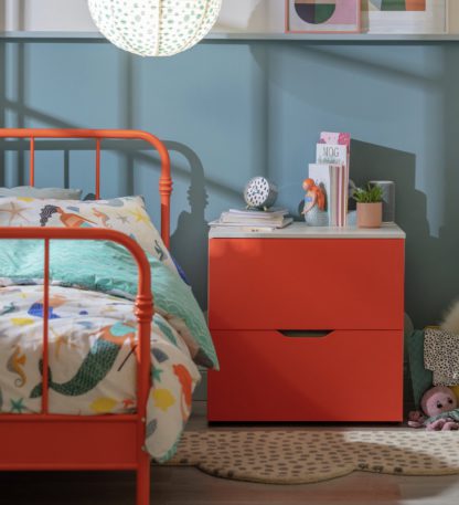 de9f45962d0860bea44f81358f8721128330a705106d53ee94da0ca5553db416.jpg An Image of Habitat Kids Pod 2 Drawer Low Chest of Drawers - Orange