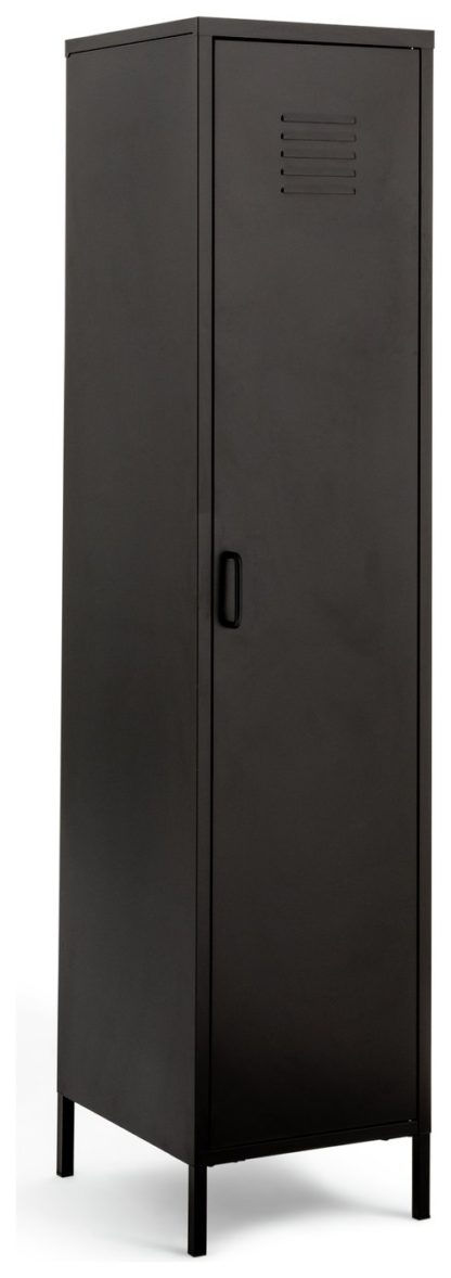 dfc095c2c905c6879e82623aecb91589370eff5b1dd67f3152d014941c8febd3.jpg An Image of Habitat Stevie Tall 1 Door 4 Shelves Locker - Black