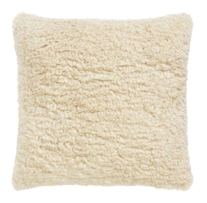 0f75ca84d39664ae323f7fcca411a5460bb39c343952eab8a30fd01945436643.jpg An Image of Habitat Plain Shearling Cushion - Navy - 50x50cm