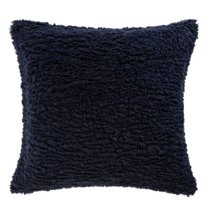 12cbd60d9d6b3d8802ea8aab90e5eb00b6029b493e7812258ef54c42f56eecde.jpg An Image of Habitat Plain Shearling Cushion - Navy - 50x50cm