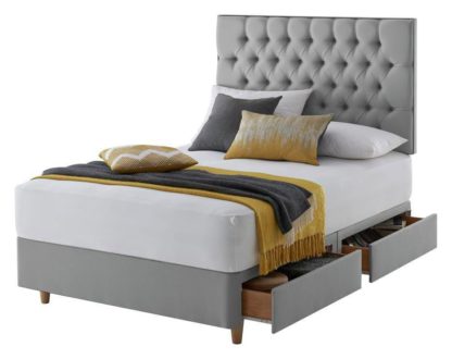 351dbc8d856665cb4129a9f657e9b5e77a0603f4f31ce30e9e137e1efc3382c1.jpg An Image of Silentnight Sassaria Kingsize 4 Drawer Divan Set - Grey