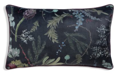 515e230a6084efa6339d059e91d53629bcd90da82f18ac7e7154c8511c4be97c.jpg An Image of Habitat Velvet Winter Bouquet Print Cushion - Multi- 30x50cm