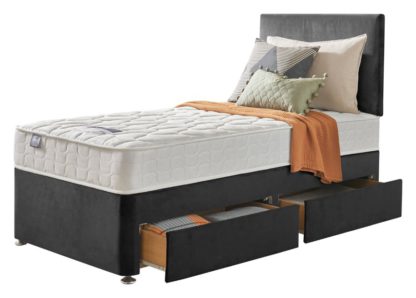 79d4982ebe33b3c73d1bb78205dd43a03da1489ea9641392595e17d7947c4ee3.jpg An Image of Silentnight Travis Single 2 Drawer Divan Bed - Charcoal