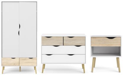 7bee1824da155edd47062c1a3a7587af5377b27b0b6fd26b52138dfcddc089d0.jpg An Image of Tvilum Oslo 3 Piece 2 Door Wardrobe Set - White And Oak
