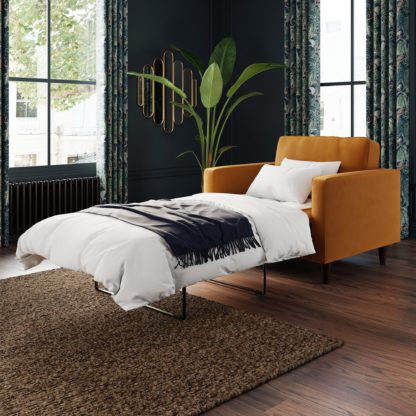 b127205387ecad87b96a26854afae954397510d5861f876af1558dada2294e55.jpg An Image of Zoe Velvet Snuggle Single Sofa Bed Velvet Olive
