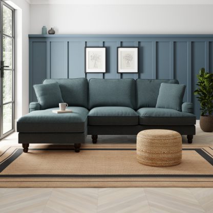 d154d570754861f5a293aacf8788979b7275da54b90caa40c328ba8d7020c91d.jpg An Image of Beatrice Chunky Chenille Corner Storage Sofa Bed Pacific Blue