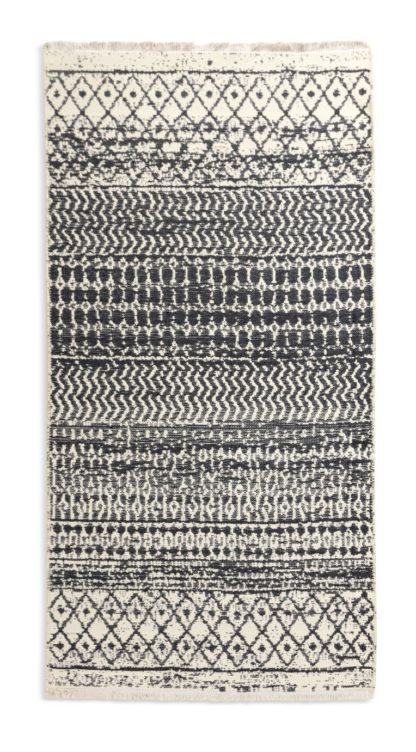 fc1e0666dd8581fd10011a6b128d38db6d5a61f4f13f5a0b2927beda7384f66d.jpg An Image of Habitat Dark Sands Patterned Reversible Rug - Blue