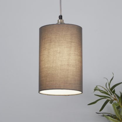 d49f7017b9cf68666054bff30d7b39cdbb7f99a1cec48d3b4720add32c18f84c.jpg An Image of Clyde Cylinder Lamp Shade - 16cm - Charcoal