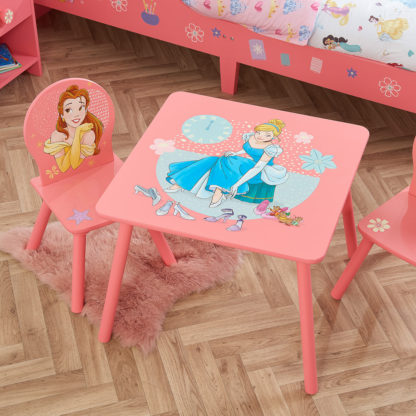e7d0e7ce9e88ea163a525737b91666121e95928b3f151f219906f57eda739518.jpg An Image of Disney - Princess - Table/2 Chairs - Pink - Wooden - Happy Beds