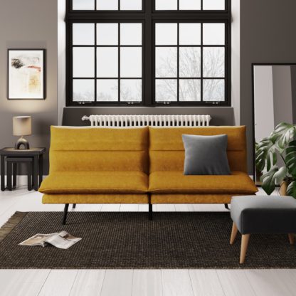 2924746985d7ee81f5d8cd5af9098f84b368b3a655867eefe001c52857ba3b15.jpg An Image of Luca Weave Clic Clac Sofa Bed Yellow