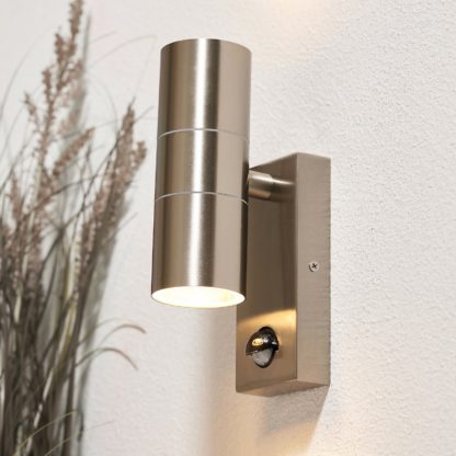 be4a155ba9c6c075da7a9763b4736755206c90f1f2bd0b0c246b049c4f57d5ea.jpg An Image of Mills Up & Down Outdoor Wall Light with PIR Motion Sensor - Stainless Steel