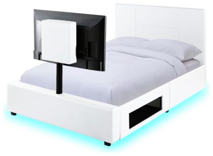 e22bf3833e37cd080ffe1225103685629ad2bacb063a10c6437a6f90924b6014.jpg An Image of XR Living Ava Kingsize TV and Gaming Bed Frame - White