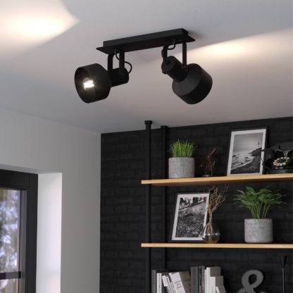 0b526057588534b6cbc948cad1c977e27f300a397de7e6b6023637ed4e92abce.jpg An Image of EGLO Casibare 2-Light Spotlight Black