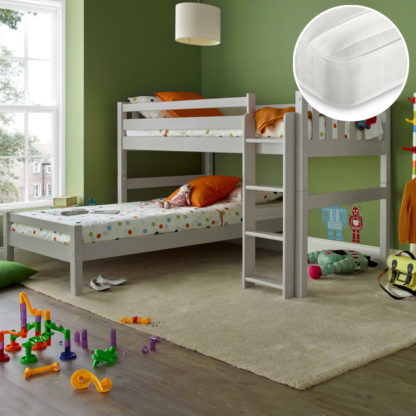 3440e125e0c1881c4135a9d5f219ac84a12007da5d4facf659dbbe26493301dd.jpg An Image of Max/Theo - Single - 6-in-1 Combination Bed and Pocket Spring Mattress Included - Dove Grey/White - Wooden/Fabric - 3ft - Happy Beds
