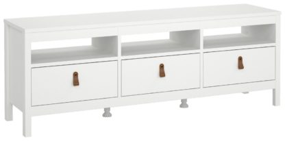 3543e32eb9d198cb3f9d6eb9c9fc1ec5a93699a106d9bb5ff5cacef645039032.jpg An Image of Tvilum Madrid 3 Drawer TV Unit - White